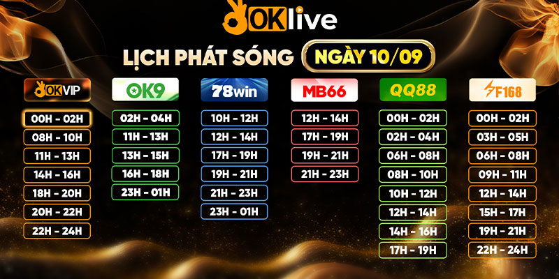Lịch phát sóng trực tiếp tại OKlive 